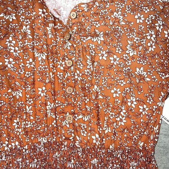 Jessica Simpson Floral Button Down Smock Waist Tunic Skirt Top, Girls L (10) - Picture 4 of 11